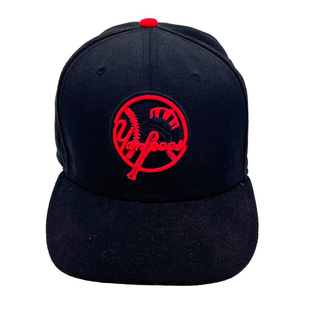 New Era MLB New York Yankees Black & Red 59FIFTY Fitted Cap 7 1/2 Wool Genuine